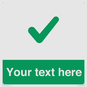 Custom green background, green tick sign